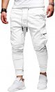 Men Joggers Chino Pants Drawstring Sports Athletic Workout Fitness Track Cargo Tapered Jogging Trousers