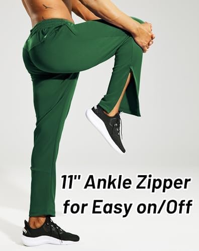 Men's Sweatpants with Pockets, Athletic Training Track Jogger, Soccer Warm-up Pants with Zipper Ankle