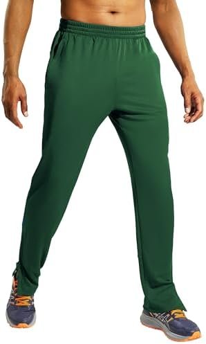 Men's Sweatpants with Pockets, Athletic Training Track Jogger, Soccer Warm-up Pants with Zipper Ankle