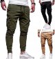 Men Joggers Chino Pants Drawstring Sports Athletic Workout Fitness Track Cargo Tapered Jogging Trousers